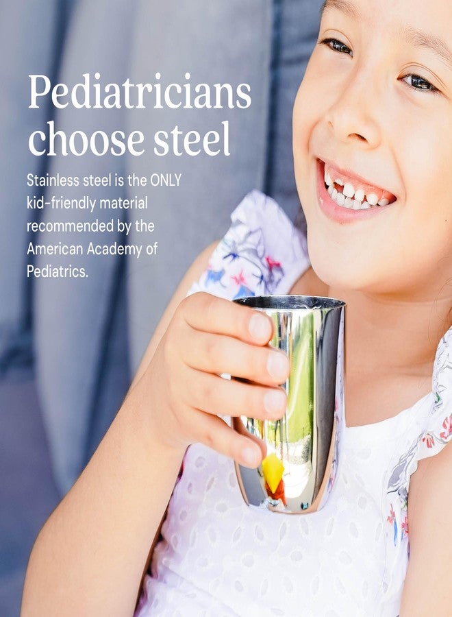 Ahimsa Stainless Steel Kids Cups - Pediatrician Designed Toddler Cup for Open Cup Training, 8oz, 100% BPA Free & Dishwasher Safe (Set of 4 Stainless Steel Cups) - Image 4