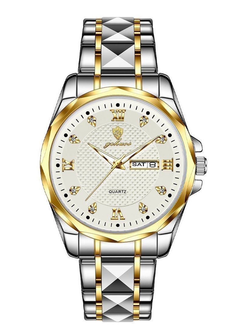 GOHUOS Watches for Men, Top Brand Luxury Stainless Steel Band Analog Waterproof Classic Quartz Business Fashion Wrist Watch - 41mm - Father or Boyfriend Gift - Image 5