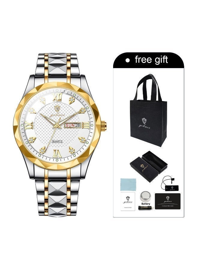 GOHUOS Watches for Men, Top Brand Luxury Stainless Steel Band Analog Waterproof Classic Quartz Business Fashion Wrist Watch - 41mm - Father or Boyfriend Gift - Image 2