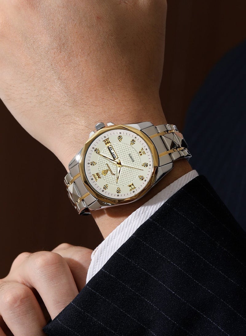 GOHUOS Watches for Men, Top Brand Luxury Stainless Steel Band Analog Waterproof Classic Quartz Business Fashion Wrist Watch - 41mm - Father or Boyfriend Gift - Image 4