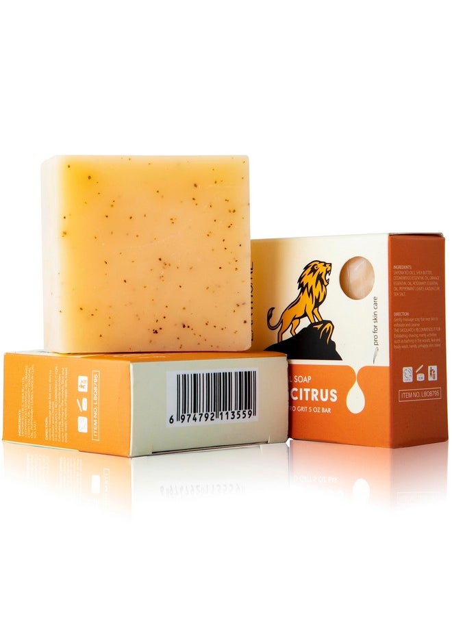 Lanthome All Natural Bar Soap For Men Moisturizing Mens Bar Soap 100G Cedar Citrus Smell Fresh Men'S Exfoliating Body Wash Bath Soap With Shea Butter 3 Pack  - Image 1
