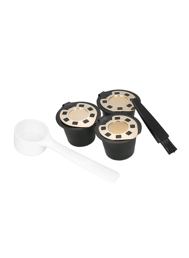 esonmus 3-Piece Coffee Capsule Filter With Spoon And Brush Black/Gold - Image 1