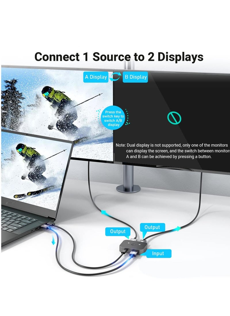 SYOSI 8K HDMI Switch 4K@144Hz 120Hz or 1080P@240Hz Splitter HDR 8K@60Hz 2 in 1 Out Aluminum Alloy Bi Directional Switcher Ultra HD 48Gbps for Roku HDTV Apple TV Fire Stick Sony T PS5 4 Xbox Series X  - Image 5