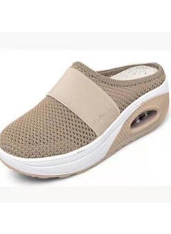 2022 Summer New Plus Size Lazy Person One Step Slippers Womens European Simple Slope Slippers Rubber Sole China Made Khaki