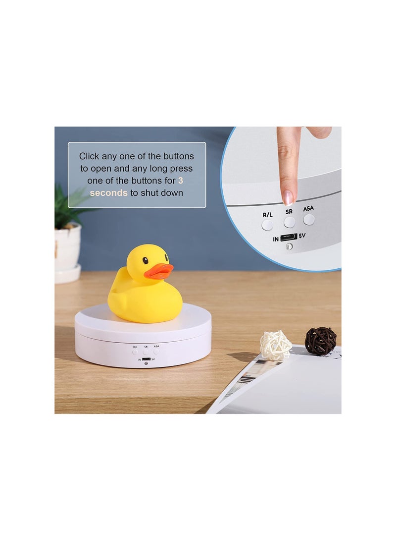 Rotating Display Stand 360° Motorized Photography Turntable with 1 PVC Background for Photography Products Display Jewelry Watch 3D Models Panoramic Display Max Load 6.6Lb USB Video Show (White) - Image 3