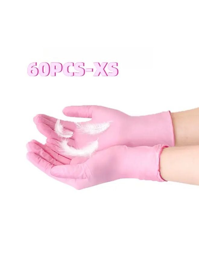60 قطعة من قفازات النتريل التي تستخدم لمرة واحدة XS للاستخدامات المتعددة: تنظيف المنزل، صبغ الشعر، استحمام الحيوانات الأليفة - Image 1