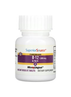 Superior Source Superior Source, Cyanocobalamin B-12  & Folic Acid, 60 MicroLingual Instant Dissolve Tablets  - Image 3