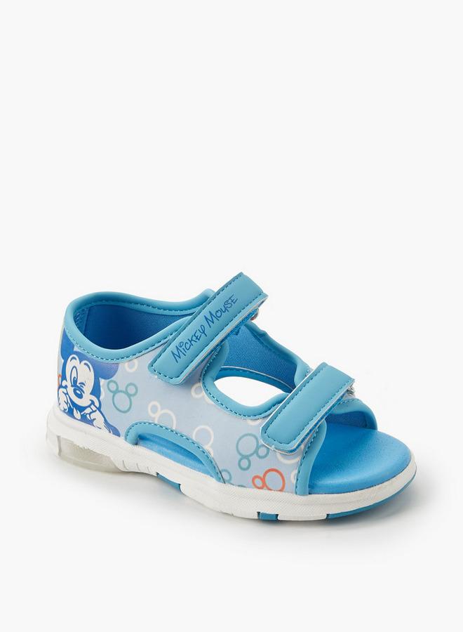 Disney Boys Mickey Mouse Print Hook & Loop School Sandals - Image 2