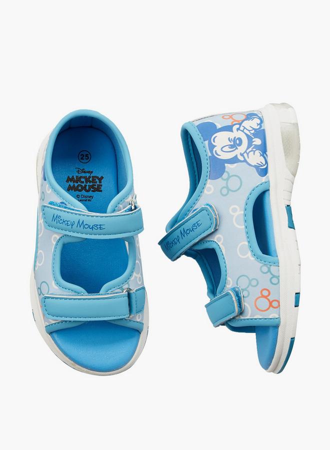 Disney Boys Mickey Mouse Print Hook & Loop School Sandals - Image 1