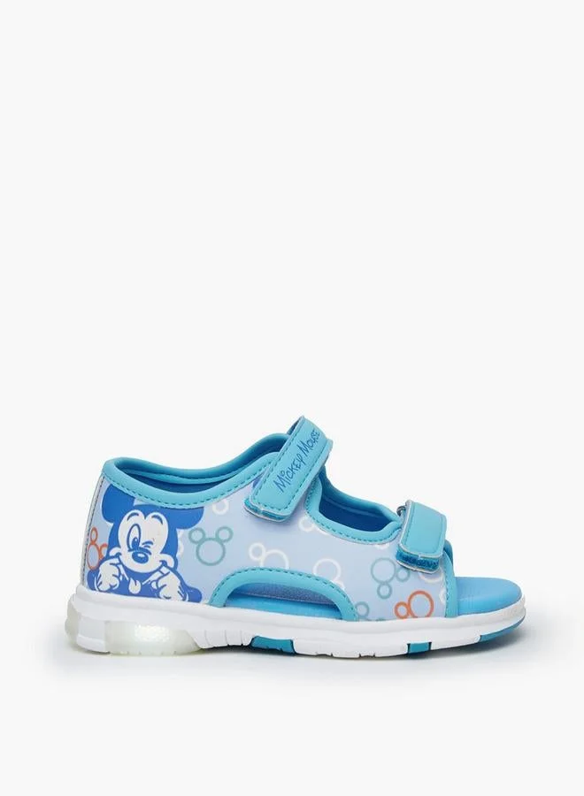Boys Mickey Mouse Print Hook & Loop School Sandals
