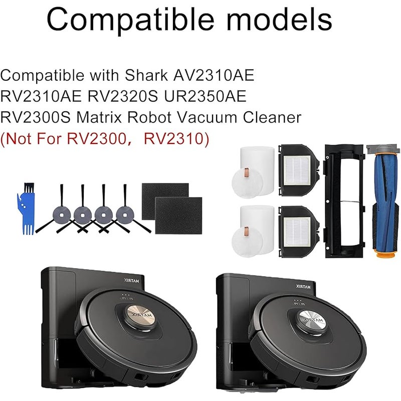 اوداشين قطع غيار مكنسة روبوت شارب موديلات AV2310AE RV2310AE RV2320S UR2350AE RV2300S Matrix تشمل فرشاة رئيسية أربع فراشي جانبية مجموعتين من فلتر HEPA غطاء الفرشاة الرئيسي وفرشاة تنظيف - Image 2