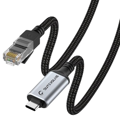Dutevolns USB C to Ethernet Cable 5FT, Type C to RJ45 Nylon Cord, Gigabit Directly Connected, Compatible for MacBook Pro, iPad Pro, Smartphone, Laptop, PC - Image 1