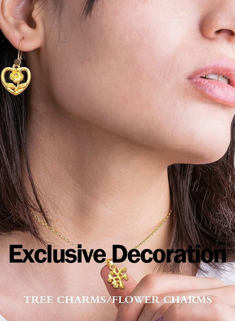 KASTWAVE Hollow Leaf Charms, 60 Pcs Gold Plated Leaves Charms Alloy Tree Leaves Charm Oranaments Pendants Decoration for Jewelry Making DIY Earring Necklace Hairpin Hair Clip Clothing Crafts (30 Style) - Image 5