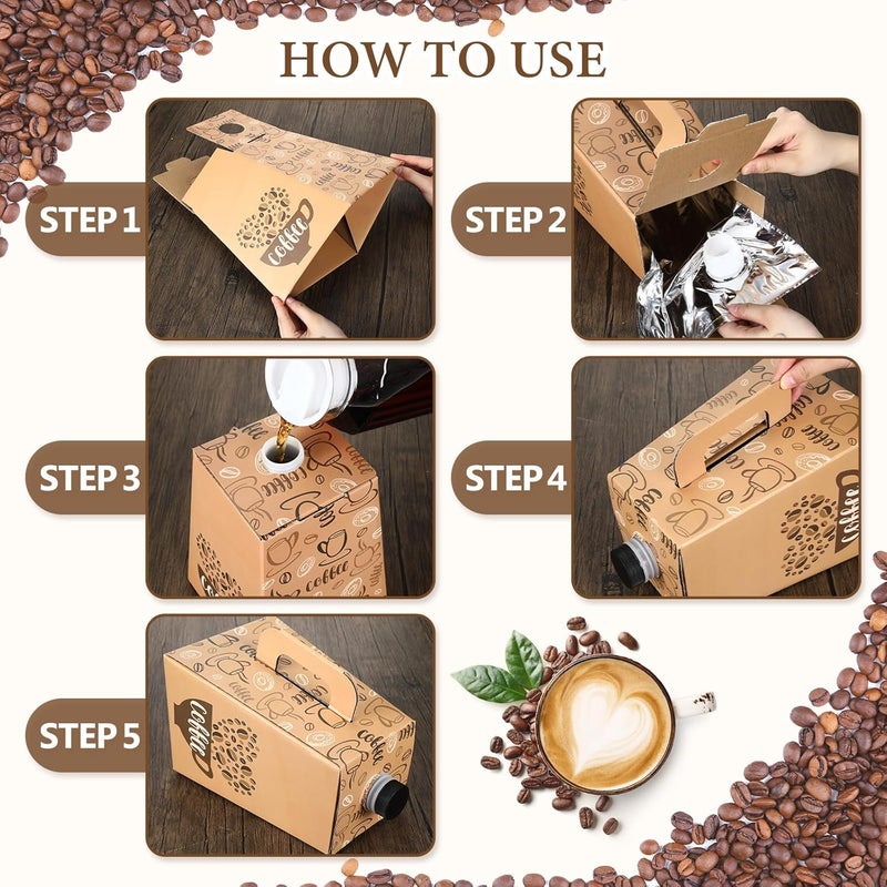 Watersay 10 Pack Coffee to Go Box Container for Catering 96OZ Disposable Coffee Boxes Dispenser Carrier with Handle Coffee Box Storage Containers for Party Catering Office Take Out - Image 3