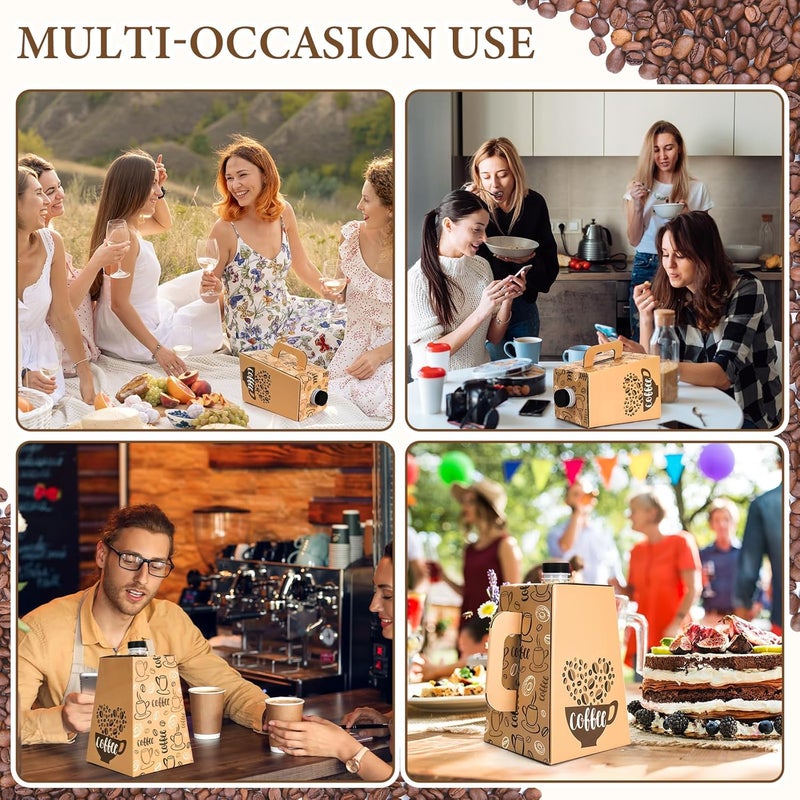 Watersay 10 Pack Coffee to Go Box Container for Catering 96OZ Disposable Coffee Boxes Dispenser Carrier with Handle Coffee Box Storage Containers for Party Catering Office Take Out - Image 5