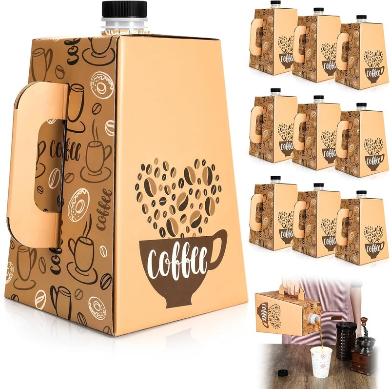 Watersay 10 Pack Coffee to Go Box Container for Catering 96OZ Disposable Coffee Boxes Dispenser Carrier with Handle Coffee Box Storage Containers for Party Catering Office Take Out - Image 1