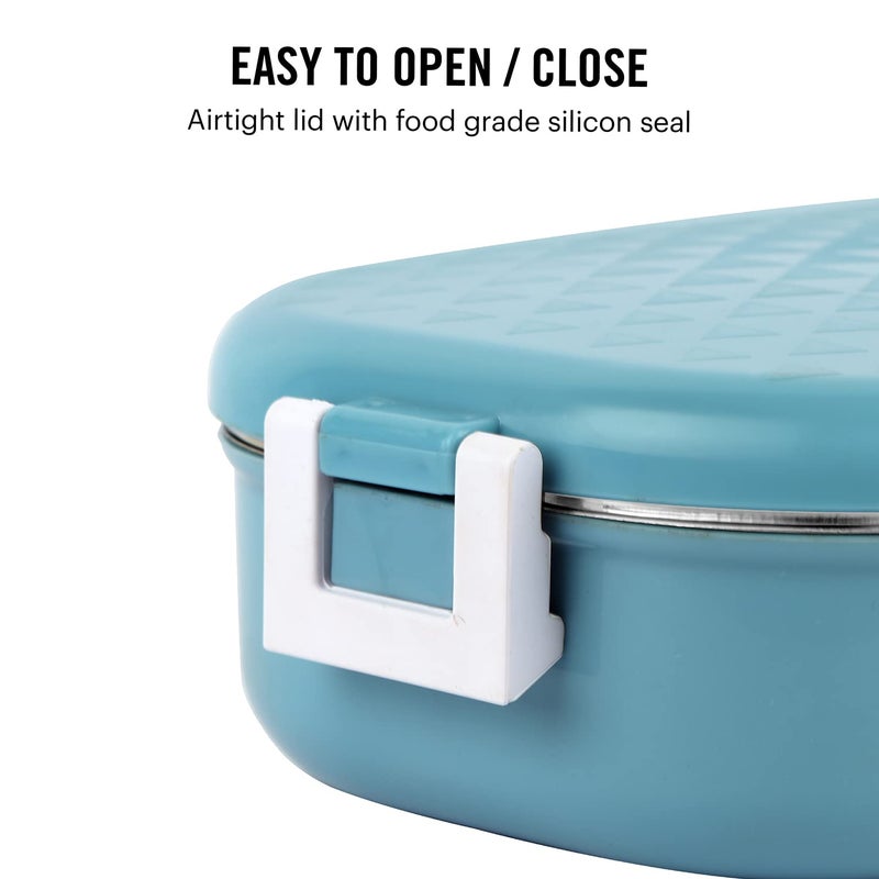 Cello Altro Neo Lunch Box, Neo Blue, 700ml 2 Units Insulated Lunch Boxes Stainless Steel Lunch Box for Kids Leak-Proof Snacks Tiffin Box for School - Image 4