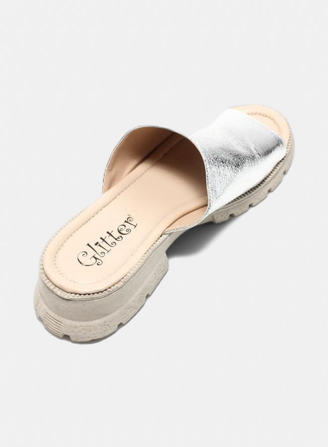 Women Slippers - Silver