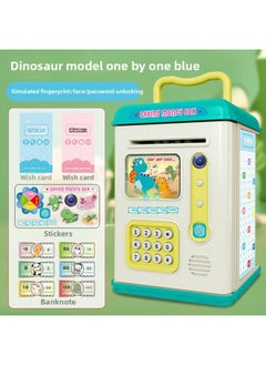 Children's Piggy Bank Large Capacity Password Fingerprint Unlock ATM Password Safe Can Enter And Exit Money Box-Color:Dinosaur Smart Piggy Bank [blue] 6804