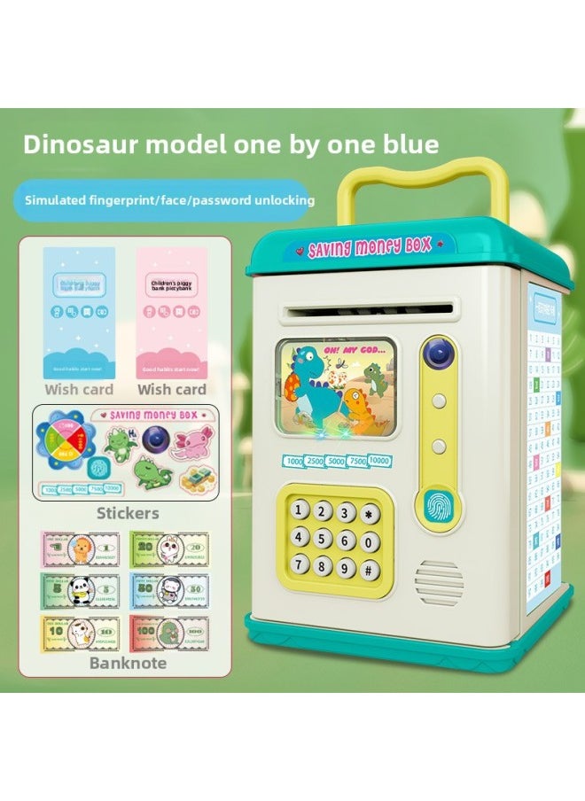 Generic Children's Piggy Bank Large Capacity Password Fingerprint Unlock ATM Password Safe Can Enter And Exit Money Box-Color:Dinosaur Smart Piggy Bank [blue] 6804  - Image 1