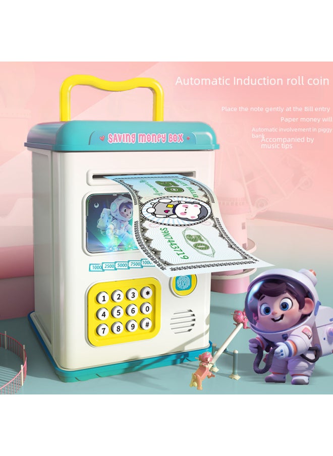 Generic Children's Piggy Bank Large Capacity Password Fingerprint Unlock ATM Password Safe Can Enter And Exit Money Box-Color:Dinosaur Smart Piggy Bank [blue] 6804  - Image 4