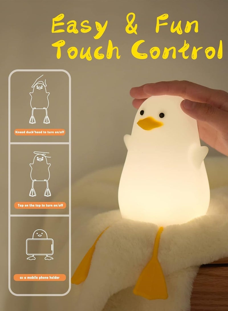 Night Light, Cute Kids Silicone Duck Light, Soft Silicone Kids Nursery Night Light USB LED Touch Light Kids Bedroom Decoration - Image 3