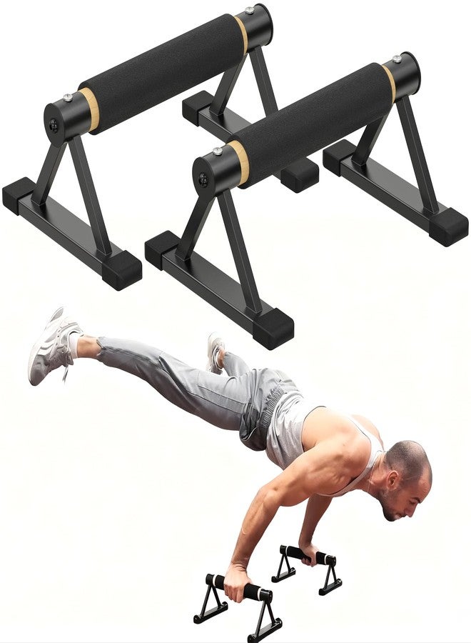 GanFindX Wood Parallettes Push Up Bars, Solid Wooden Handstand Bars with Anti-Slip Grip, Sturdy Metal Bracket Supports 600 lbs for Calisthenics, Fitness and Floor workout - Image 1