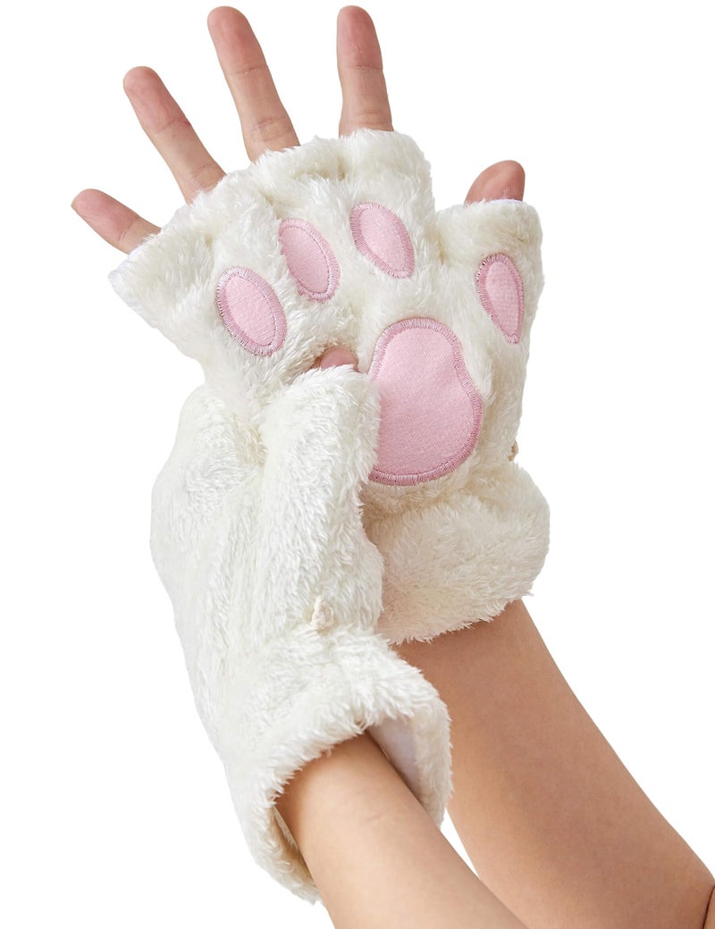 OTPEH Cat Paws Gloves Fingerless Bear Furry Paw Cute Hand Gear Cosplay Costume Accessories - Image 2
