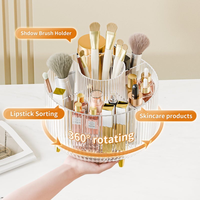 fanado 360Â° Rotate Makeup Brush Holder Organizer, Makeup Organizers Countertop, Makeup organization and Skincare Storage for Vanity, Desktop, Bathroom (Clear) - Image 2