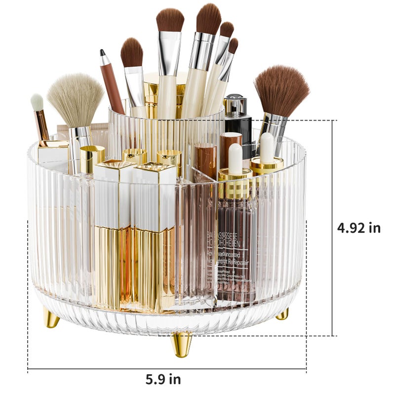 fanado 360Â° Rotate Makeup Brush Holder Organizer, Makeup Organizers Countertop, Makeup organization and Skincare Storage for Vanity, Desktop, Bathroom (Clear) - Image 4