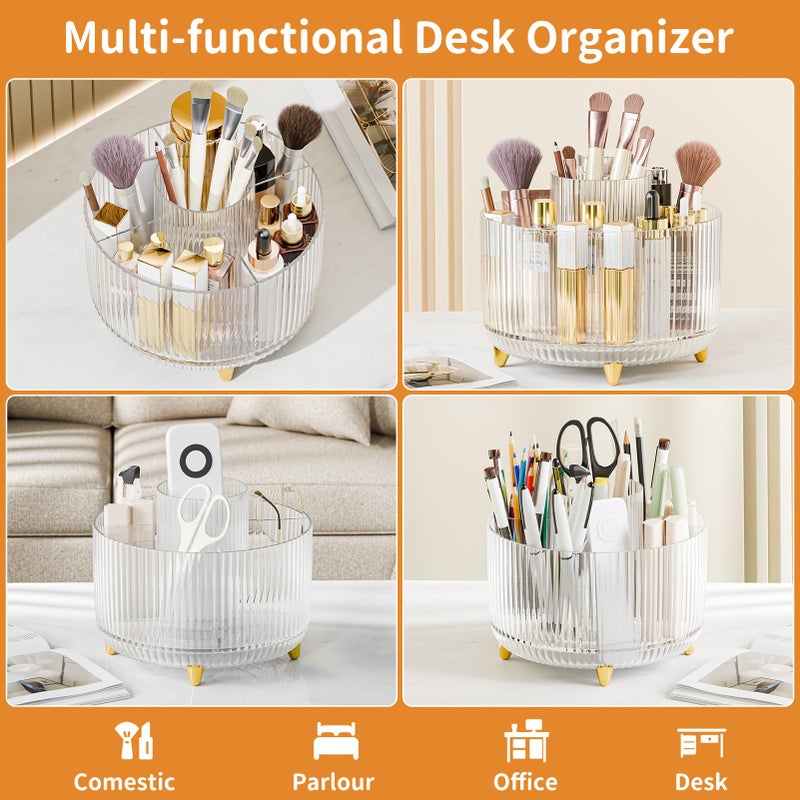 fanado 360Â° Rotate Makeup Brush Holder Organizer, Makeup Organizers Countertop, Makeup organization and Skincare Storage for Vanity, Desktop, Bathroom (Clear) - Image 3