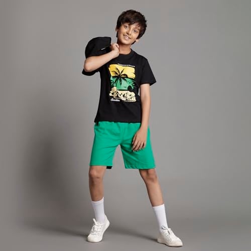 T2F Boy's Printed Cotton Regular Fit Tshirt and Shorts Set (Pack of 3) - Image 4