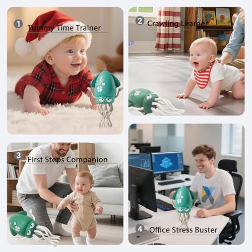 Treayes Electric Crawling Dancing Octopus Toy for Walking Baby Boy Girl 06 612 1218 Months Infant Tummy Time Musical Magic Dancing Squid Toy for 3 4 5 6 7 8 9 10 11 12 Toddler 1st Birthday Gift - Image 5