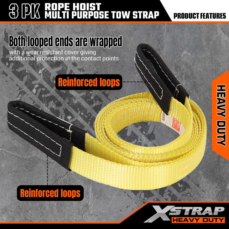 XSTRAP STANDARD Heavy-Duty 4,000 LB Breaking Strength 65 FT Rope Hoist with 2PK 8 FT Lift Sling (Black) - Image 5