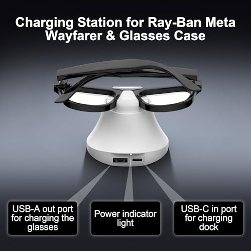 HIBLOKS Charging Station Compatible with Ray-Ban Meta Wayfarer/Gen 2 and Skyler/Gen 2 Accessories, Magnetic Charger Dock Stand with Fast Charging & LED Indicator for Smart Glasses & Glasses Case - Image 3
