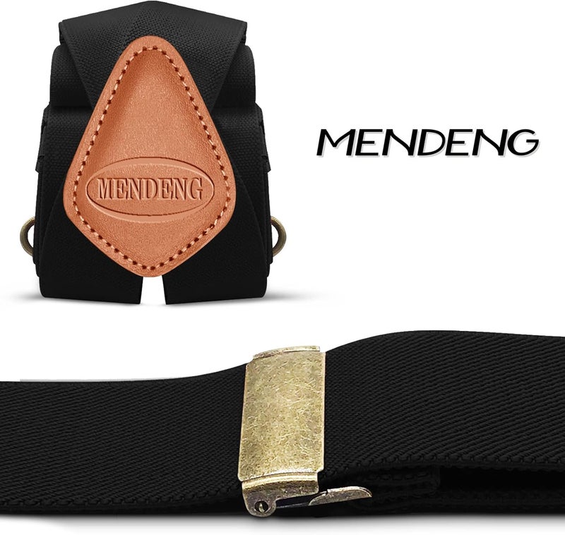MENDENG Store Suspenders for Men Heavy Duty Swivel Hooks Retro X-Back Adjustable Brace - Image 4