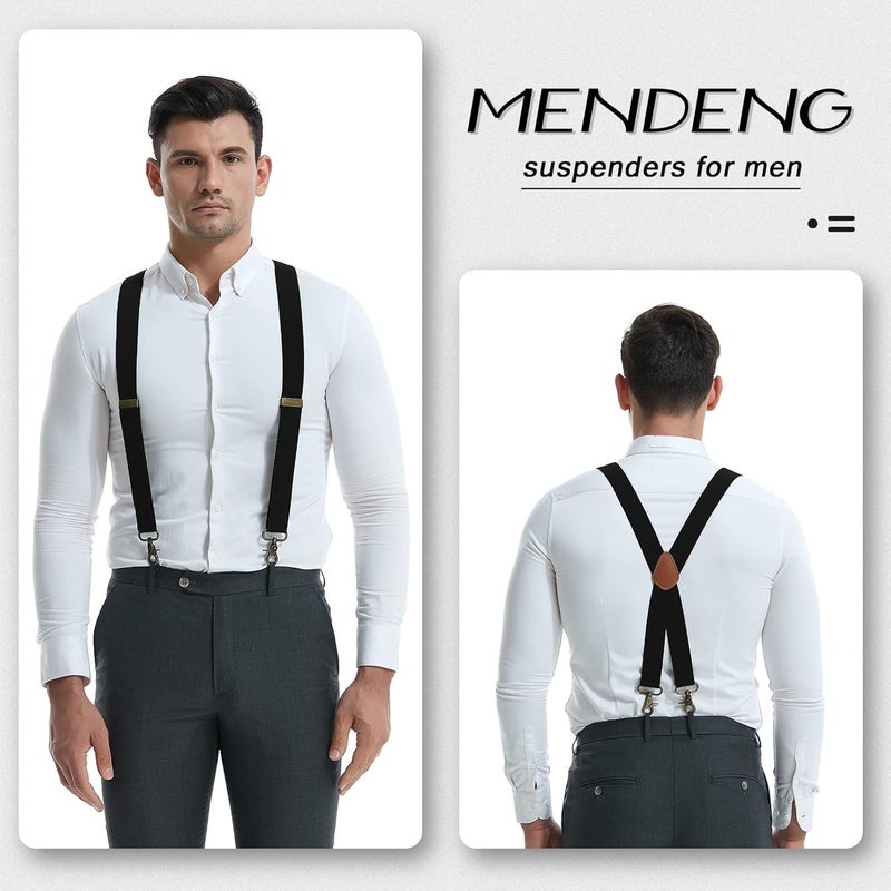 MENDENG Store Suspenders for Men Heavy Duty Swivel Hooks Retro X-Back Adjustable Brace - Image 5