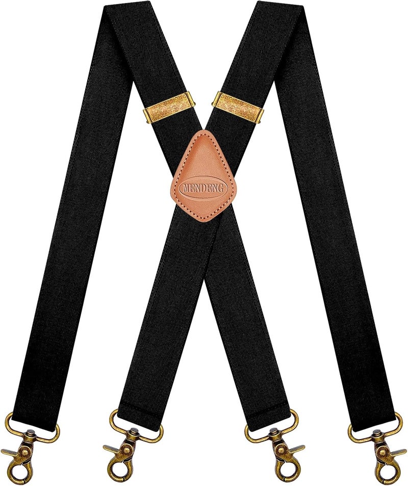 MENDENG Store Suspenders for Men Heavy Duty Swivel Hooks Retro X-Back Adjustable Brace - Image 1
