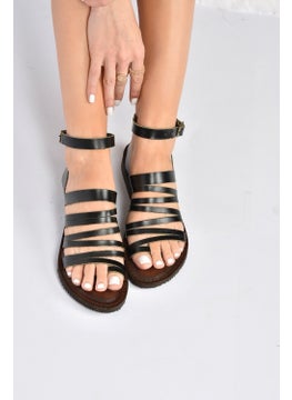 Fox Shoes Black Genuine Leather Women's Sandals K374680403  - Image 1