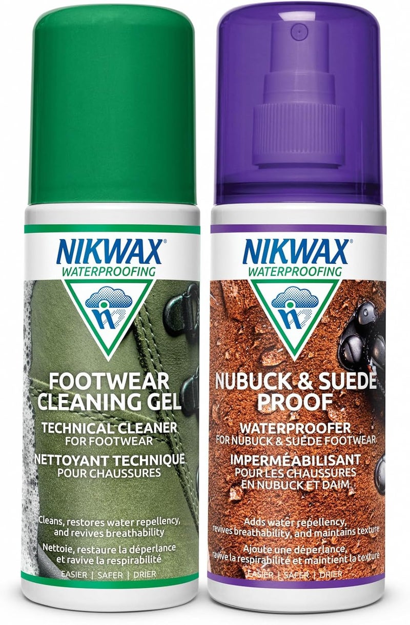 Nikwax Footwear Cleaning Gel and Nubuck & Suede Proof Twin Pack - 125ml Each - Image 1