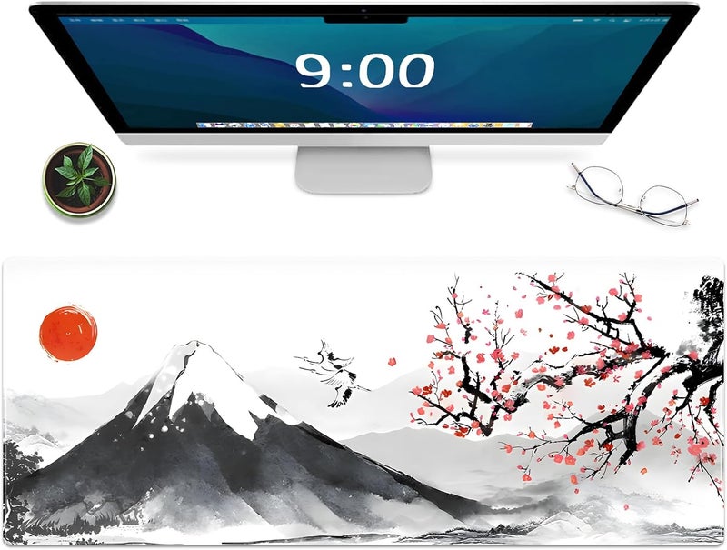 Galdas Gaming Mouse Mat Forest Background Pattern XXL XL Large Mouse Mat Long Extended Mouse Pad Desk Mat Non-Slip Rubber Mice Pads Stitched Edges Thin Pad (Ink and Wash) - Image 1