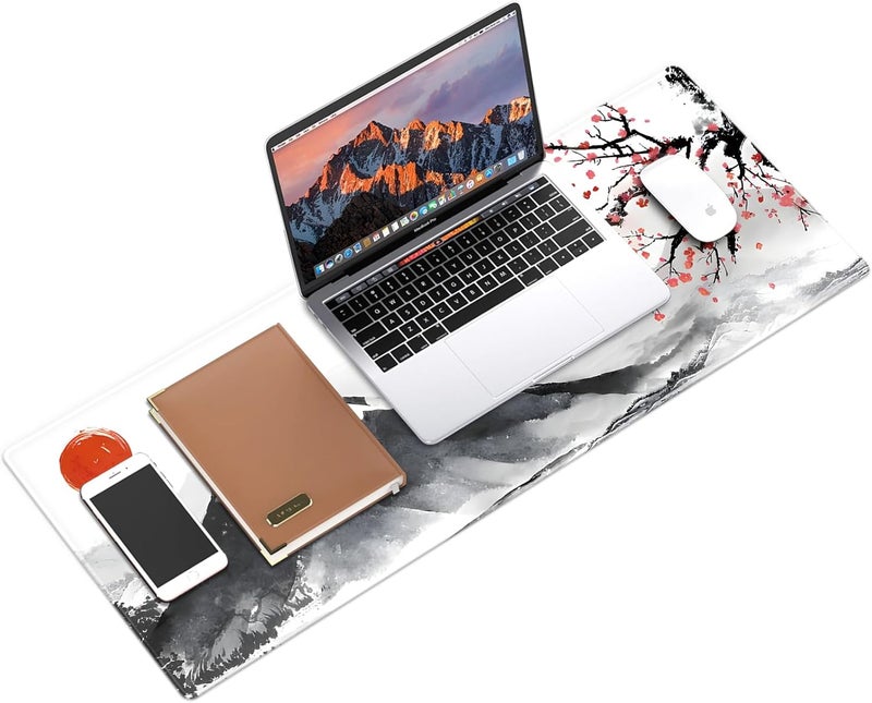 Galdas Gaming Mouse Mat Forest Background Pattern XXL XL Large Mouse Mat Long Extended Mouse Pad Desk Mat Non-Slip Rubber Mice Pads Stitched Edges Thin Pad (Ink and Wash) - Image 3
