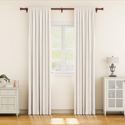 YaFex Curtain Rods 2 Pack 32-84 Inch, Heavy Duty 1 Inch Curtain Rod, Bronze Long Adjustable Window Treatment Rods, Modern Design, Easy Installation - Image 2