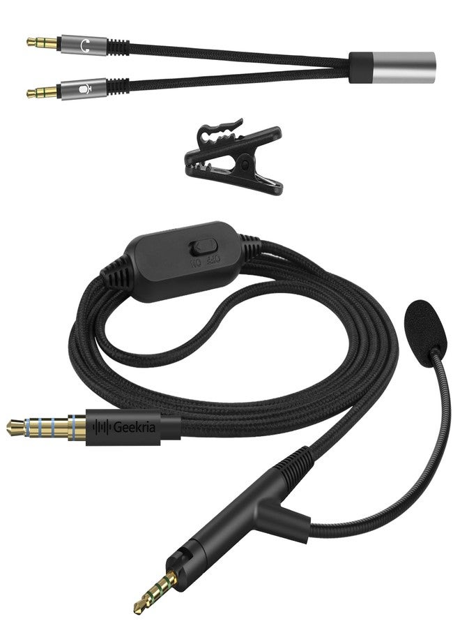 جيكريا كابل ميكروفون Geekria Boom متوافق مع Sennheiser HD 620S/599/598/505، سلك بديل مضفر من النايلون بمقبس 2.5 مم مع ميكروفون Boom وتحكم في مستوى الصوت/كتم الصوت للألعاب والاجتماعات (5.6 قدم) - Image 2