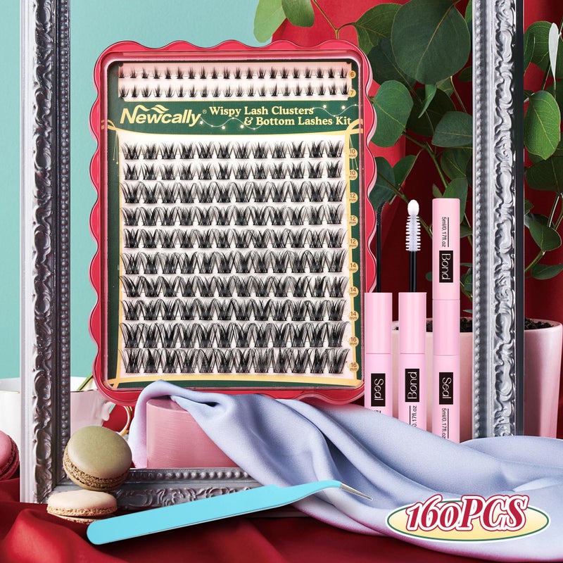 Newcally Wispy Lash Clusters Kit Natural Eyelash Clusters Kit C-curly Individual Lashes Kit Cluster Eyelash Extensions Kit 10-16 MM DIY Lash Extension Kit with Bottom Lashes by Newcally - Image 2