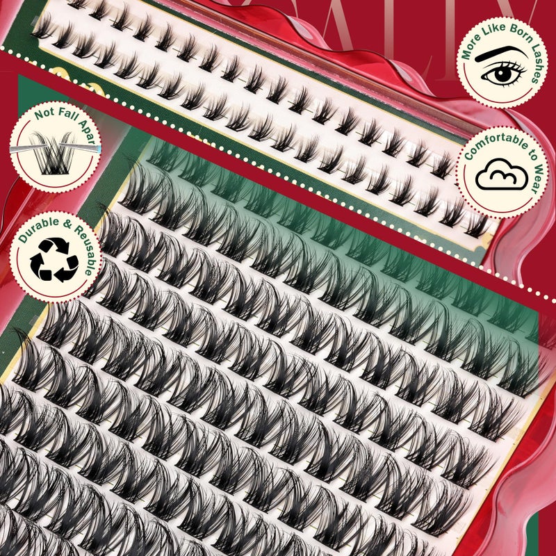 Newcally Wispy Lash Clusters Kit Natural Eyelash Clusters Kit C-curly Individual Lashes Kit Cluster Eyelash Extensions Kit 10-16 MM DIY Lash Extension Kit with Bottom Lashes by Newcally - Image 3