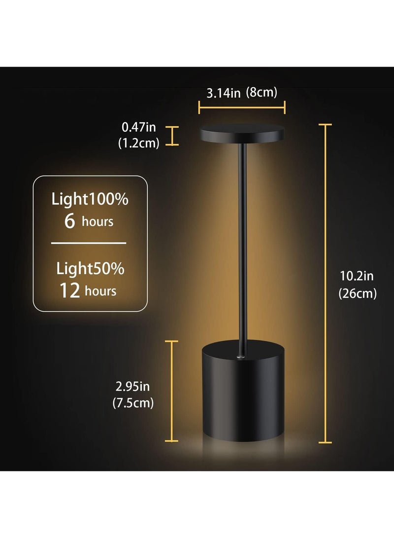 Cordless Table Lamp, Portable LED Small Outdoor Lamps, Rechargeable Battery Operated Desk Lamps (Black) - Image 1