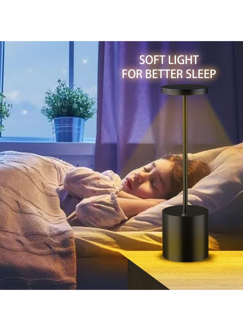 Cordless Table Lamp, Portable LED Small Outdoor Lamps, Rechargeable Battery Operated Desk Lamps (Black) - Image 3