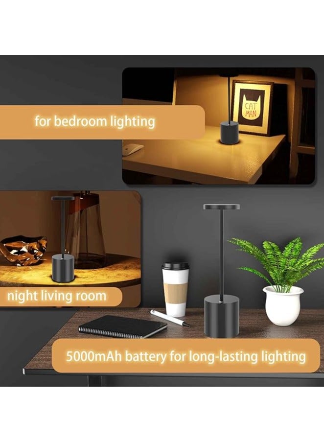 Cordless Table Lamp, Portable LED Small Outdoor Lamps, Rechargeable Battery Operated Desk Lamps (Black) - Image 4
