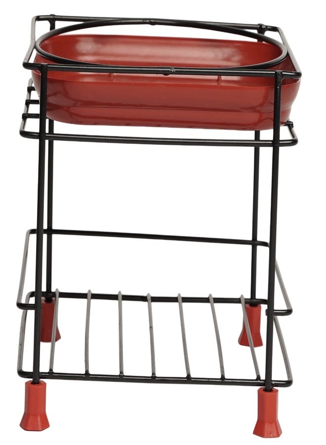 GLOCY Stainless Steel Round Base Matka Stand for Water Pot|Matka Kitchen Rack with Free Tray|Matka Stand For Kitchen with 4 Heavy Plastic Legs|Flower Pot Container(Black),Free Standing,Tiered Shelf - Image 5